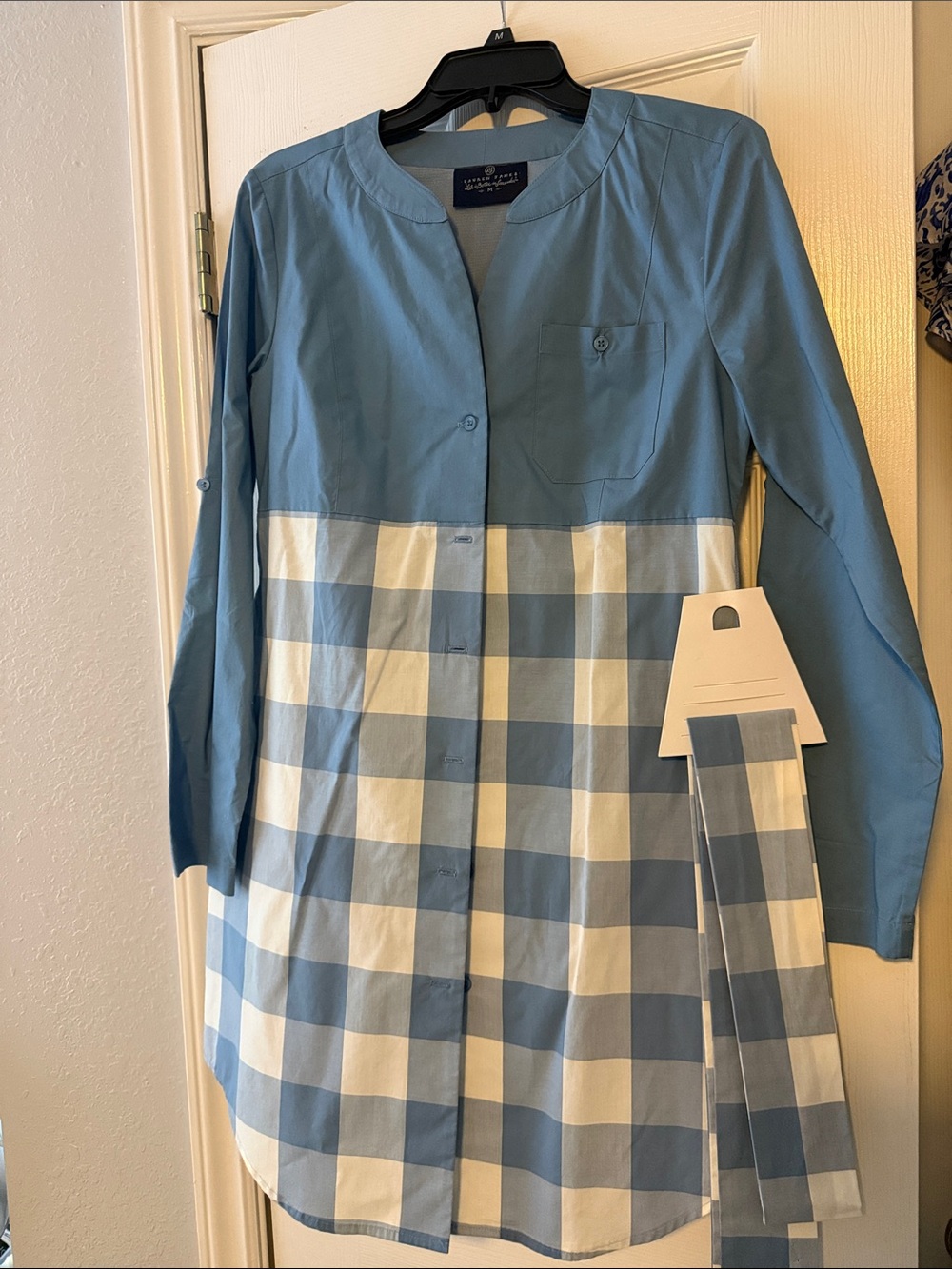 Lauren James Blue and White Gingham Popover Tunic